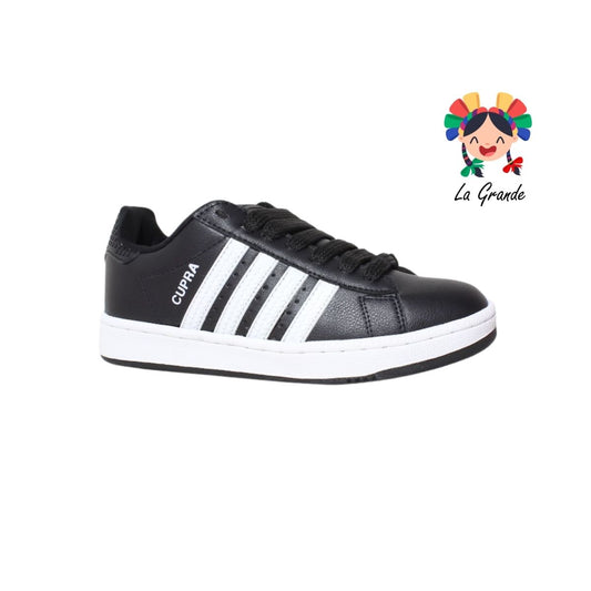 808 CUPRA Negro Blanco Lego Tenis Escolar para Niña, Niño, Dama, Joven y Caballero