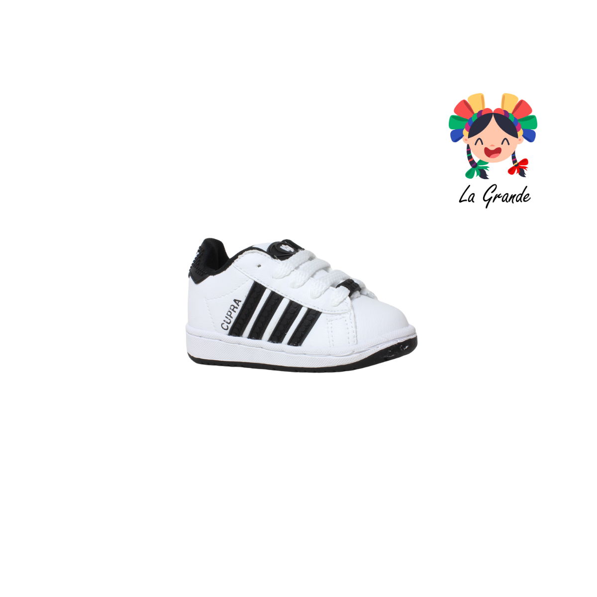 808 CUPRA Blanco Negro Lego Tenis Escolar para Bebé, Niña, Niño, Dama, Joven y Caballero