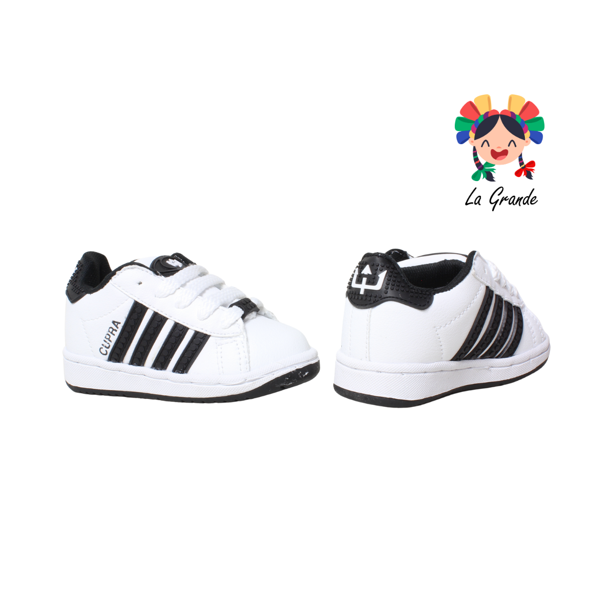 808 CUPRA Blanco Negro Lego Tenis Escolar para Bebé, Niña, Niño, Dama, Joven y Caballero
