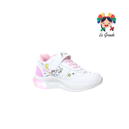 811 SUNS Blanco Rosa Tenis Casual con Luces para Niña