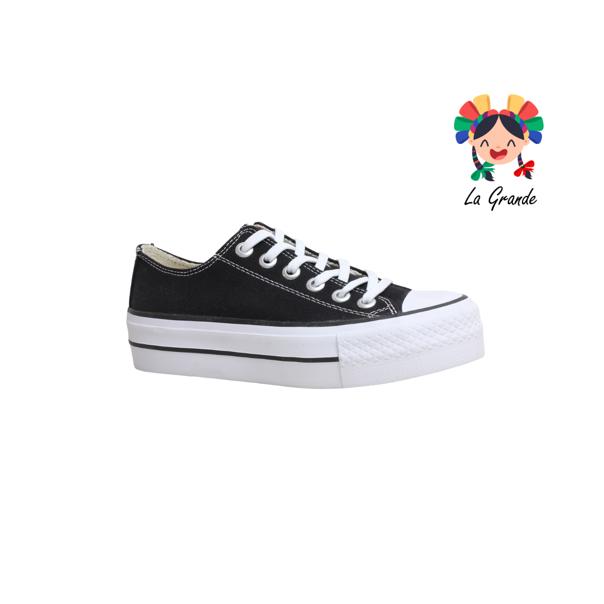 815 LA PAG Negro Lona Tenis Casual de Plataforma para Dama