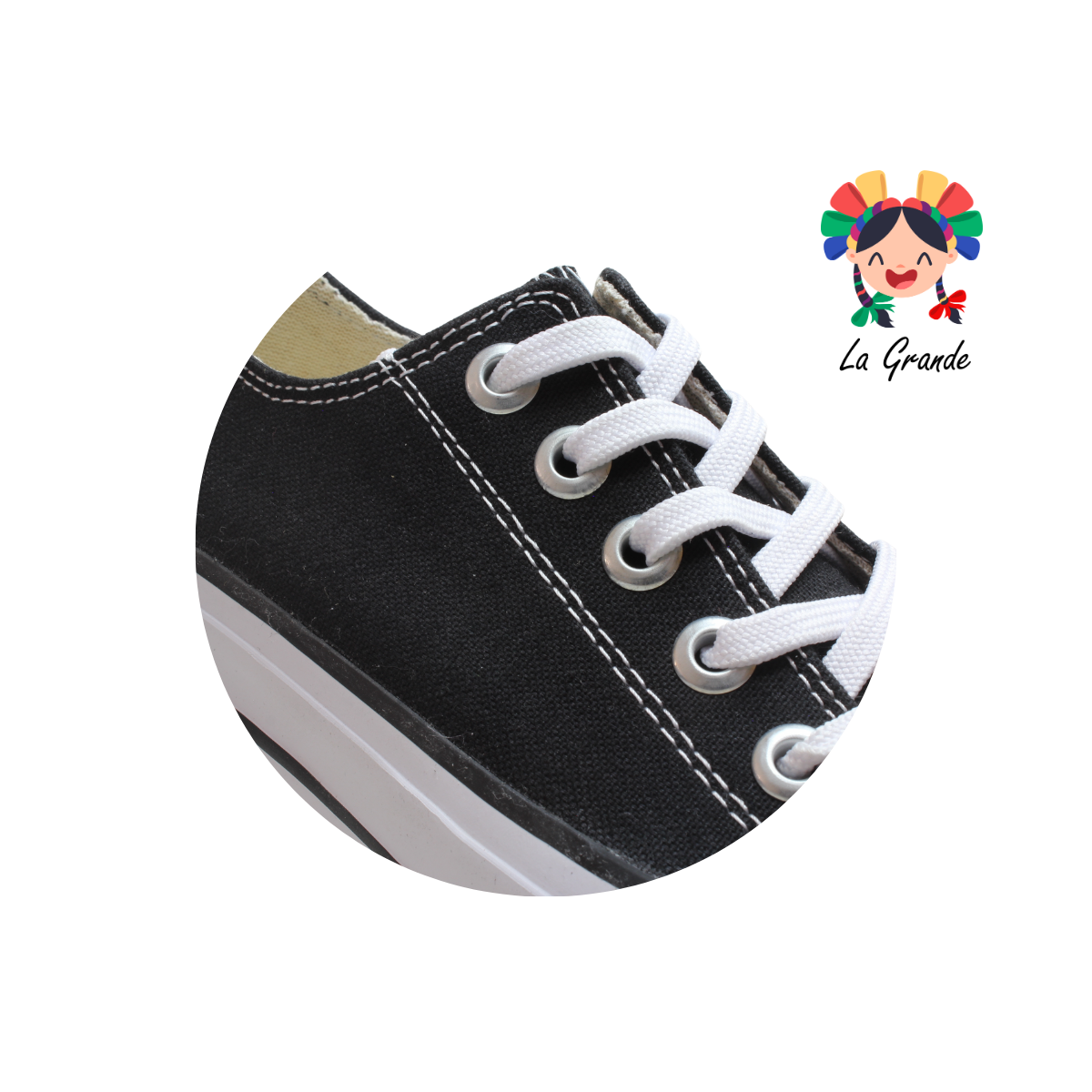 815 LA PAG Negro Lona Tenis Casual de Plataforma para Dama