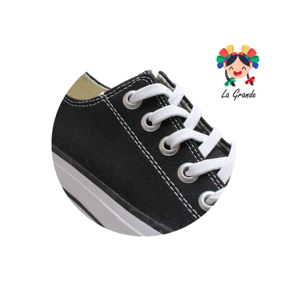 815 LA PAG Negro Lona Tenis Casual de Plataforma para Dama