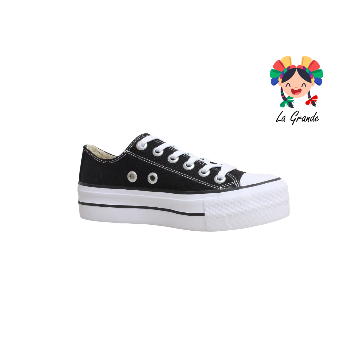 815 LA PAG Negro Lona Tenis Casual de Plataforma para Dama