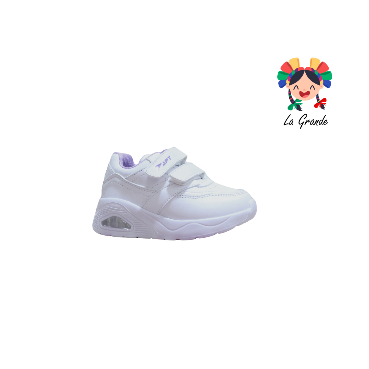 744 APT Blanco Lila Napa Tenis Casual para Niña