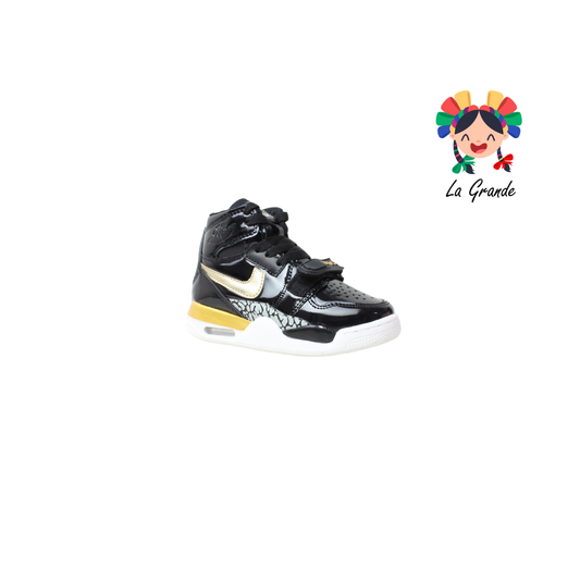 826 GMC Negro Oro Charol Tenis para Bebé, Niña y Niño