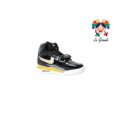 826 GMC Negro Oro Charol Tenis para Bebé, Niña y Niño