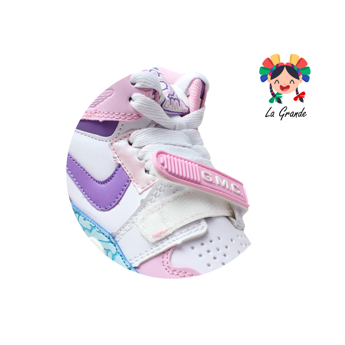 826 GMC Rosa Bco Lila Tenis Casual para Bebé y Niña