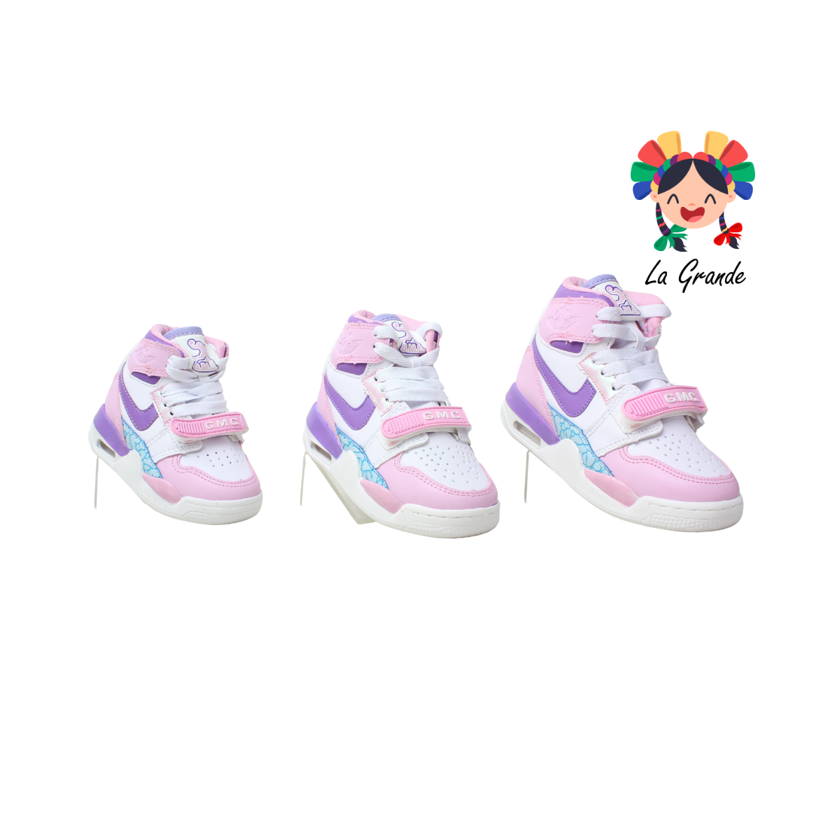 826 GMC Rosa Bco Lila Tenis Casual para Bebé y Niña