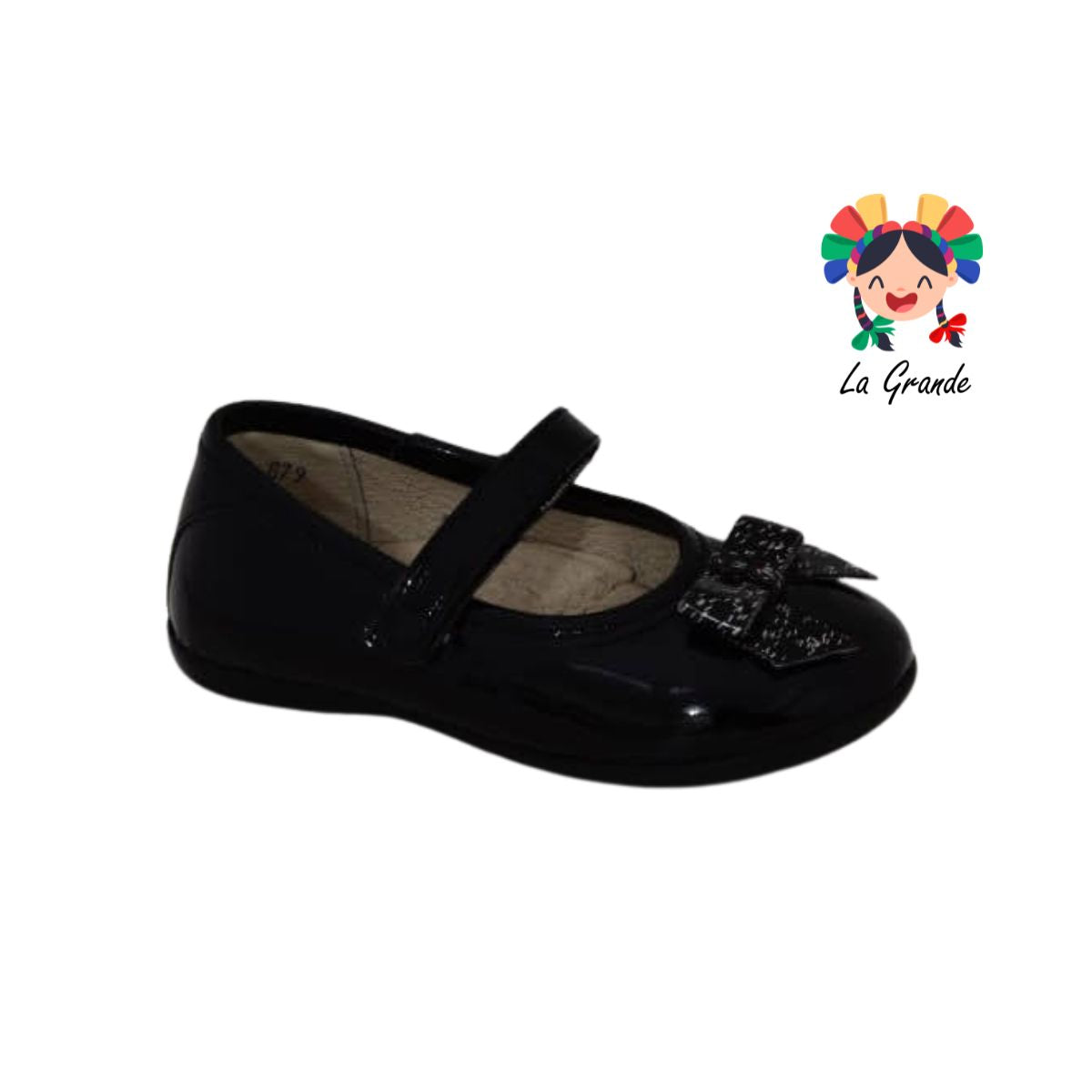 8273 DOGI Negro Charol Balerina para Niña
