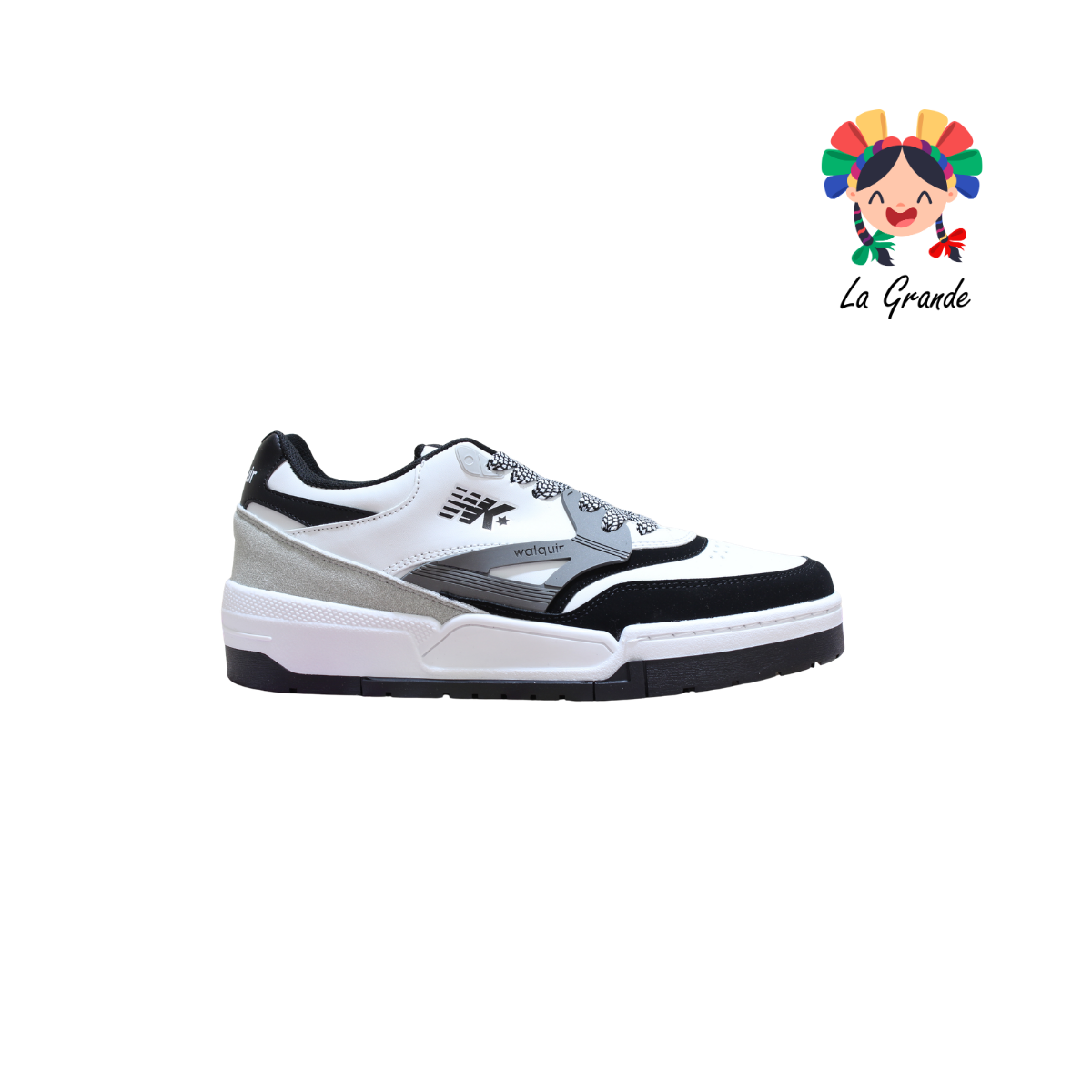 833 WALKQUIR Bco Gris Ngo Tenis Casual para Dama, Joven y Caballero