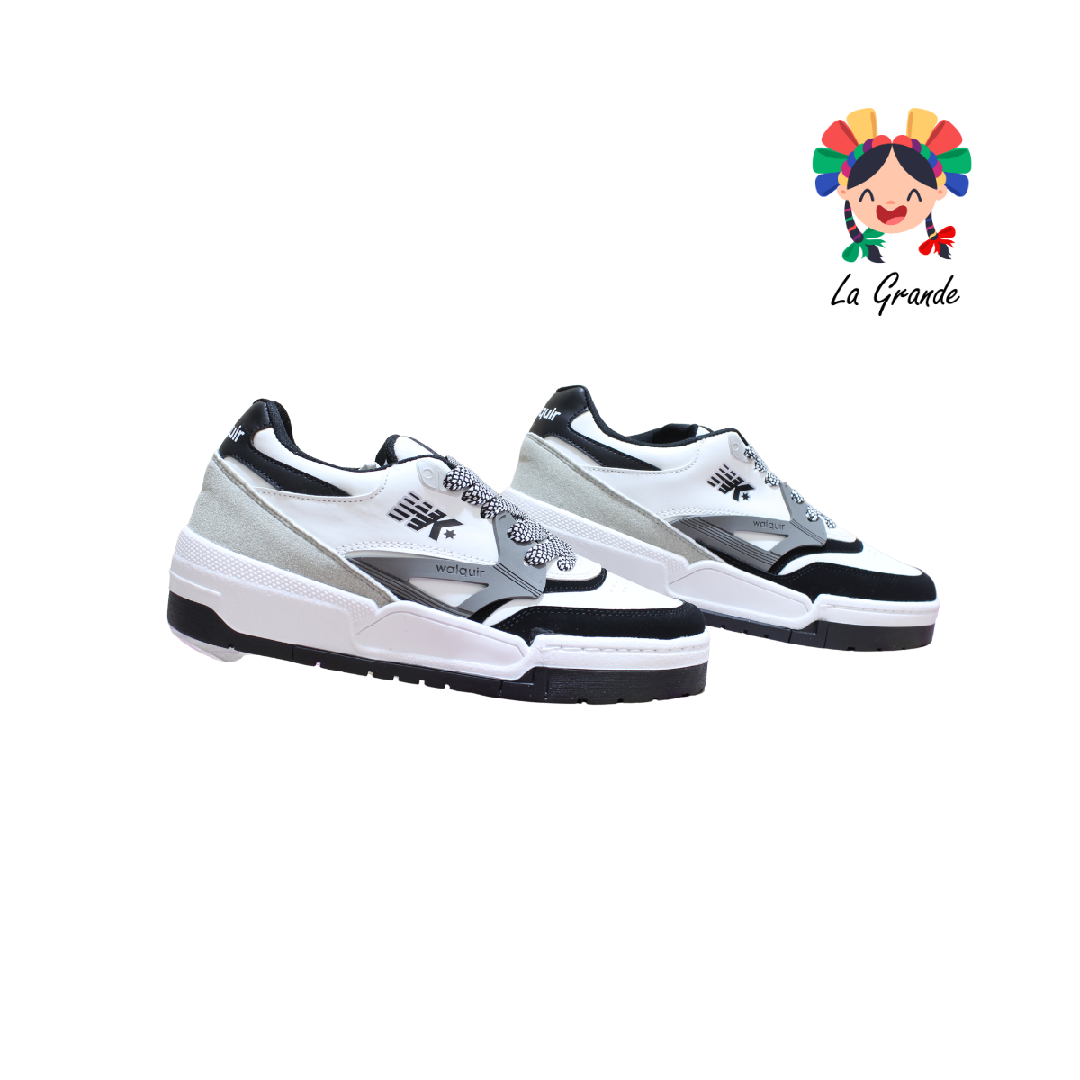 833 WALKQUIR Bco Gris Ngo Tenis Casual para Dama, Joven y Caballero