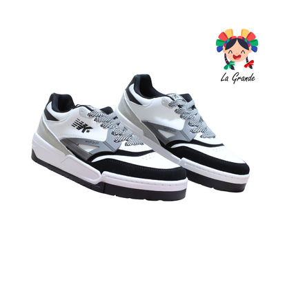 833 WALKQUIR Bco Gris Ngo Tenis Casual para Dama, Joven y Caballero