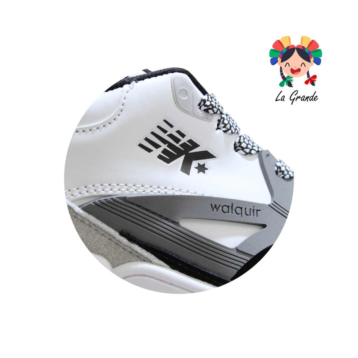 833 WALKQUIR Bco Gris Ngo Tenis Casual para Dama, Joven y Caballero