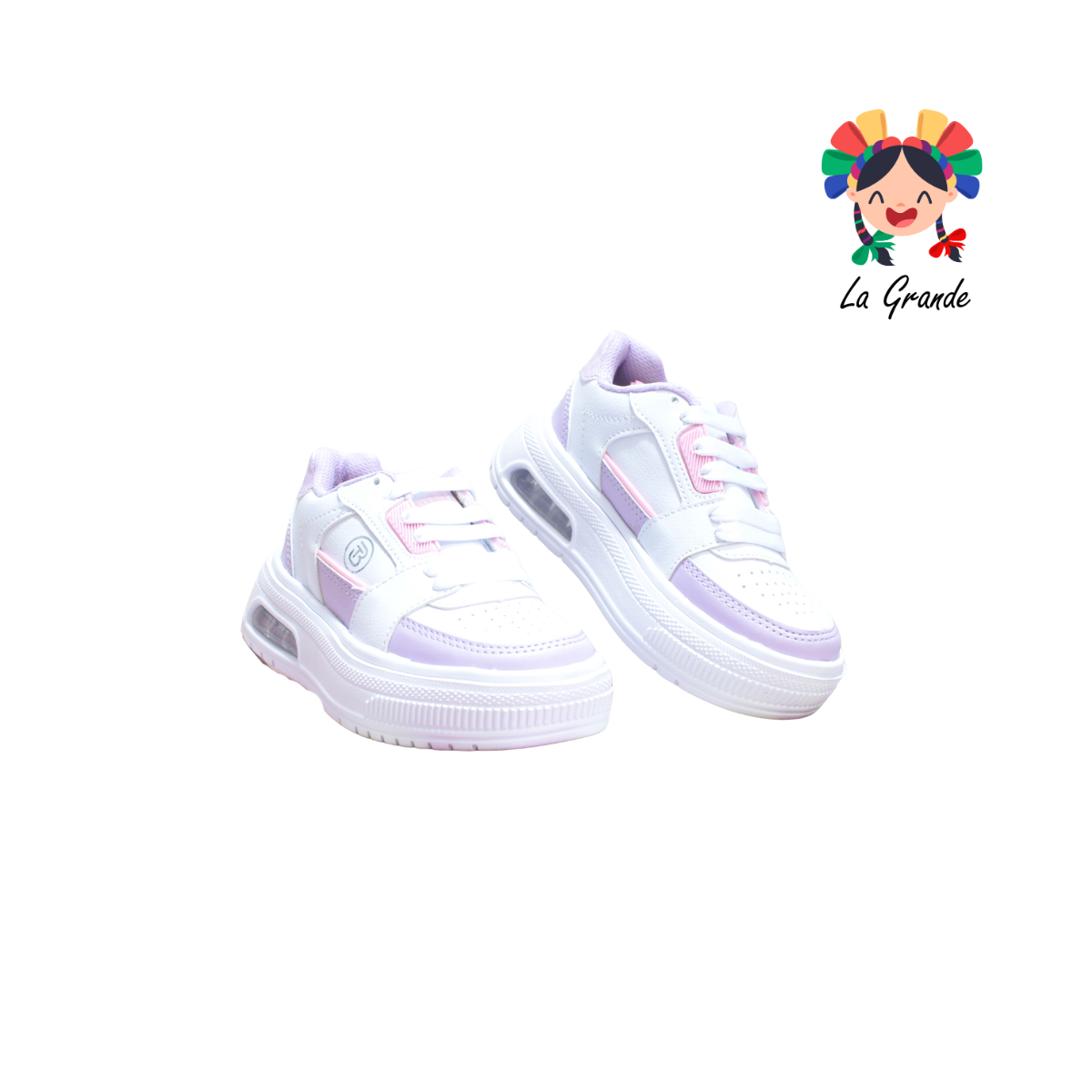 5000 TERRYBLITO Blanco Lila Tenis Casual para Niña
