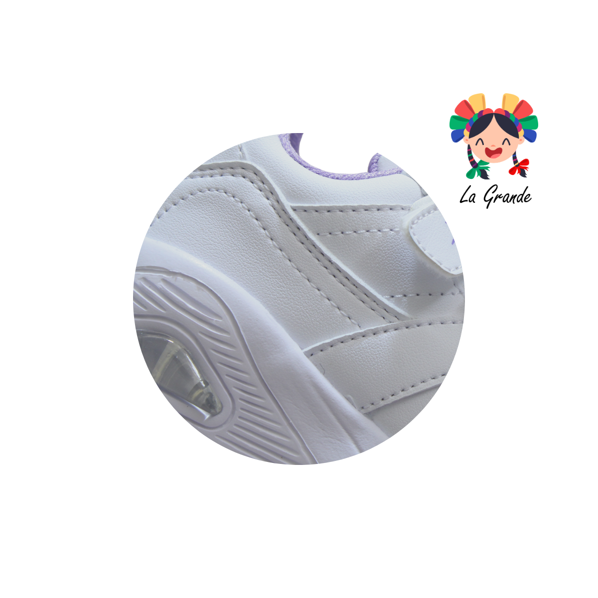 744 APT Blanco Lila Napa Tenis Casual para Niña