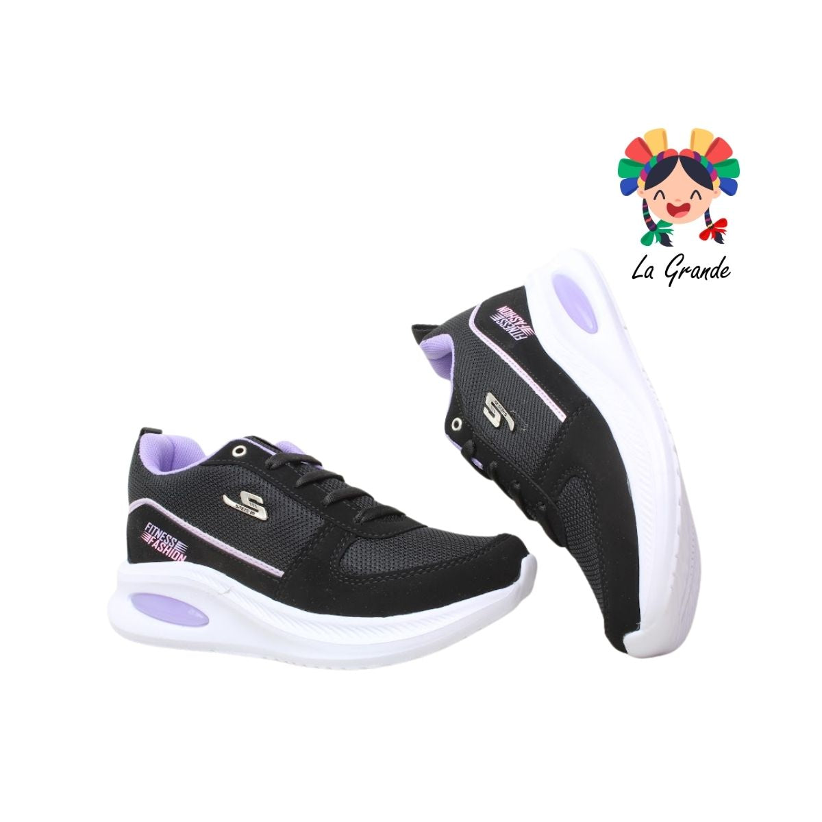 860 SPEIS10 Negro Lila Tenis Deportivo para Dama