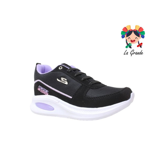 860 SPEIS10 Negro Lila Tenis Deportivo para Dama