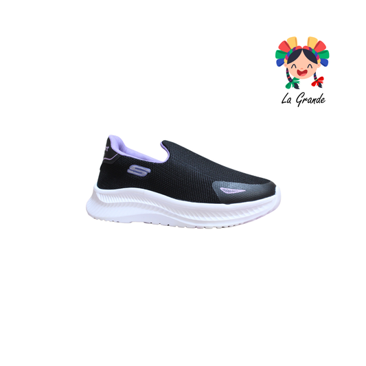 011 TORONTO Negro Lila Textil Tenis Mocasin para Dama
