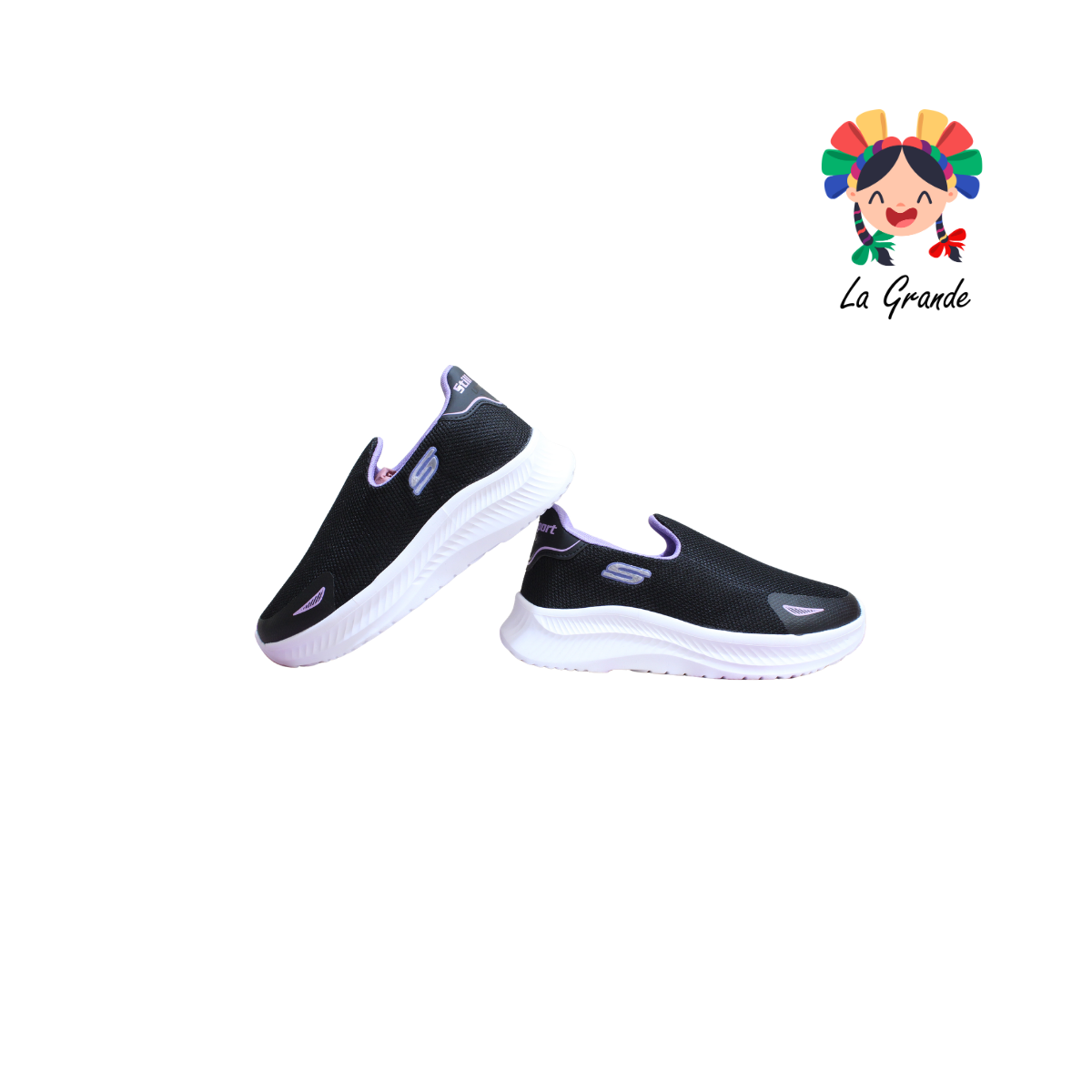 011 TORONTO Negro Lila Textil Tenis Mocasin para Dama