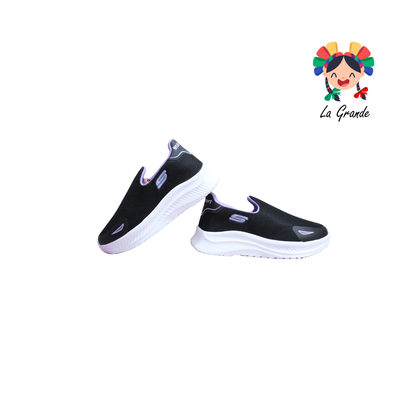011 TORONTO Negro Lila Textil Tenis Mocasin para Dama