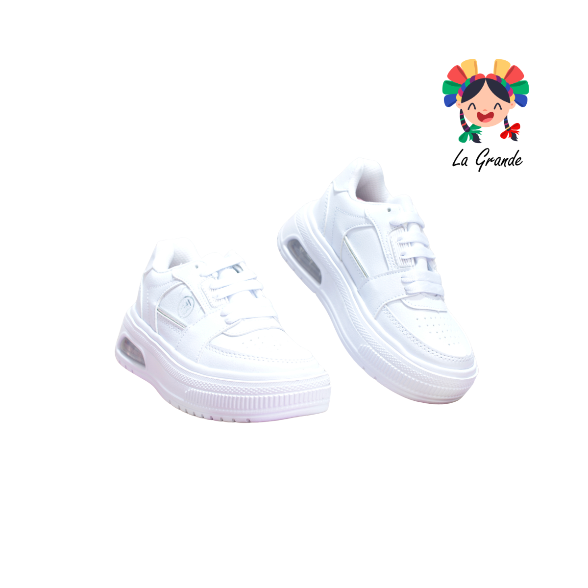5000 TERRYBLITO Blanco Plata Tenis Casual para Niña y Niño