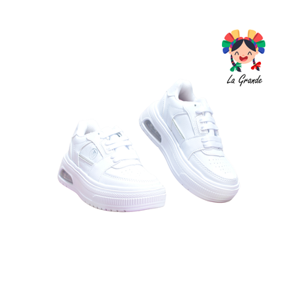 5000 TERRYBLITO Blanco Plata Tenis Casual para Niña y Niño