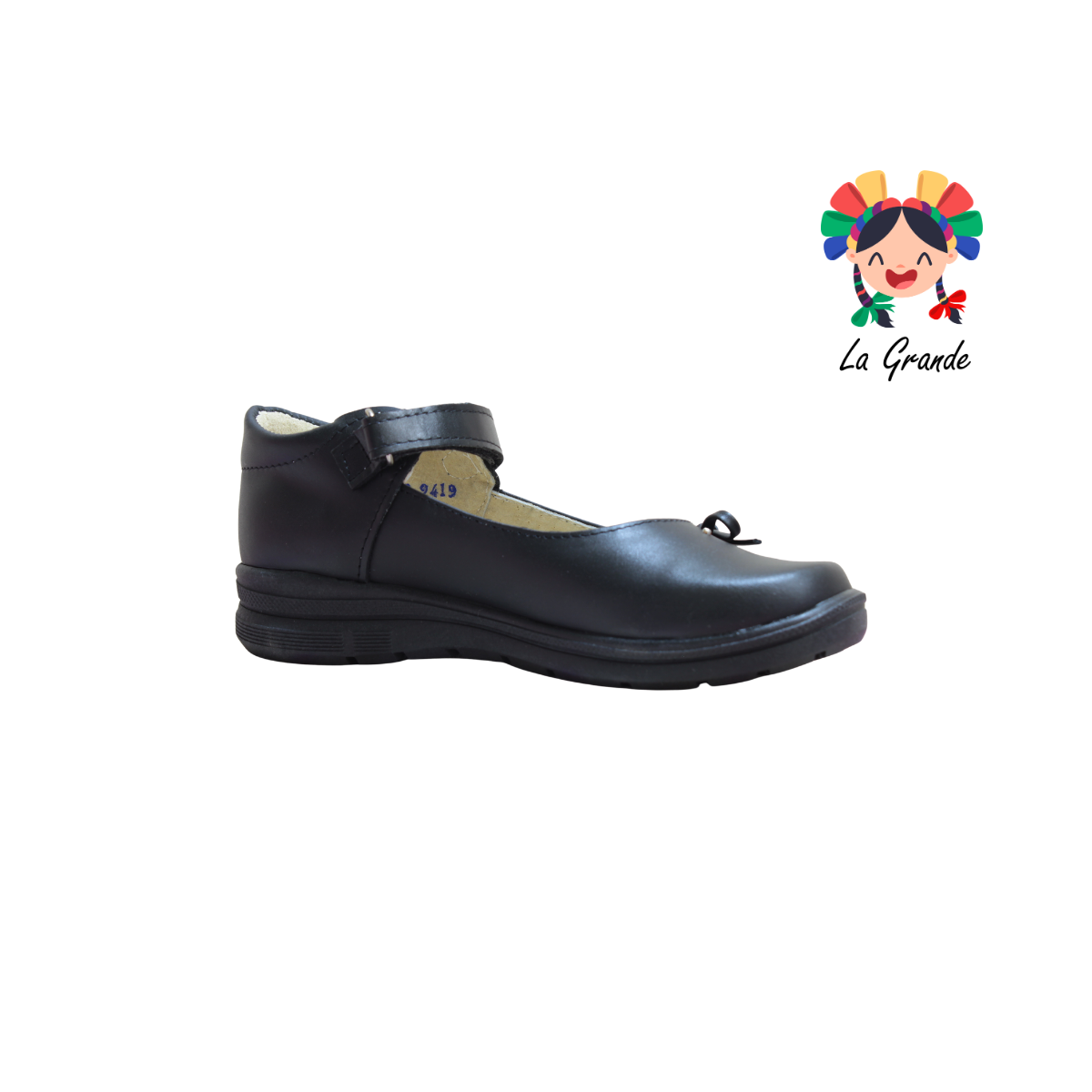 719 WIZZYZ Negro Piel Zapato Escolar para Dama