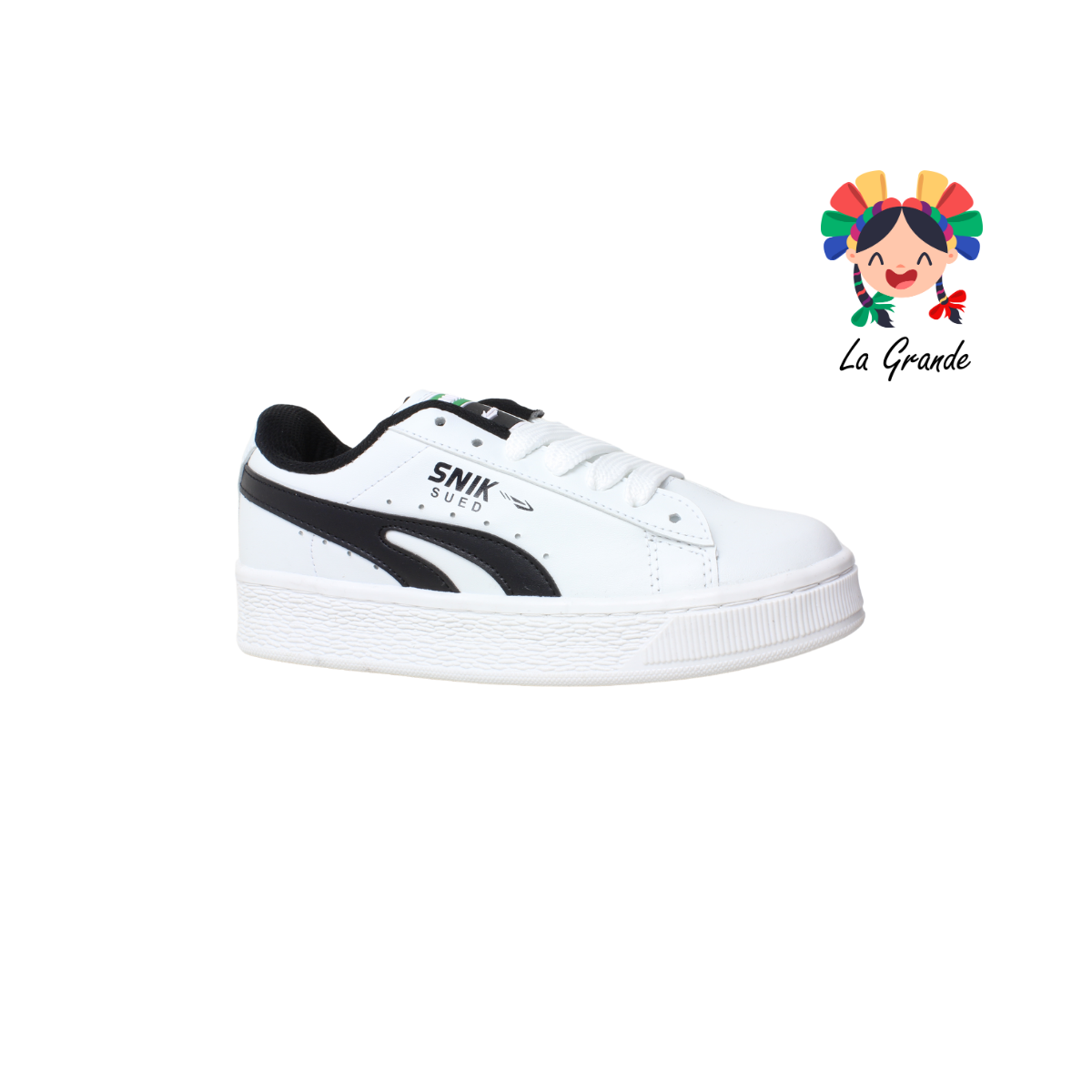 010 SNIK Blanco Negro Tenis Casual para Dama y Joven