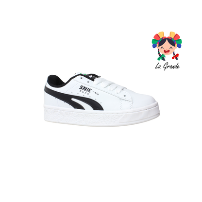 010 SNIK Blanco Negro Tenis Casual para Dama y Joven