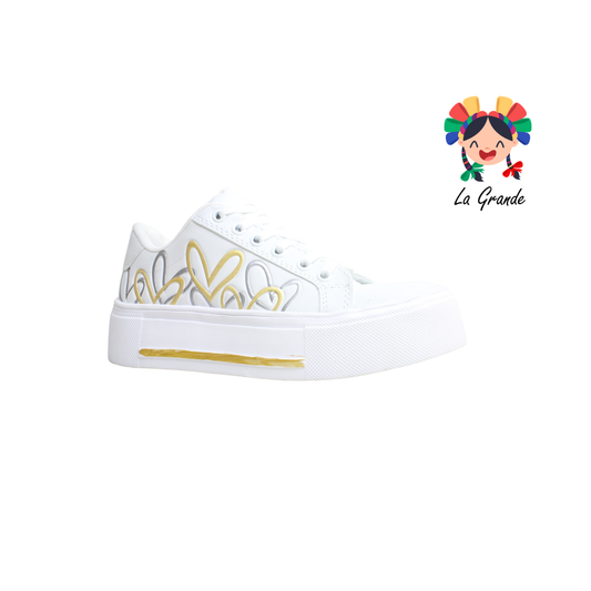 9001 FRIDAYS Blanco Oro Sint Tenis Casual para Dama