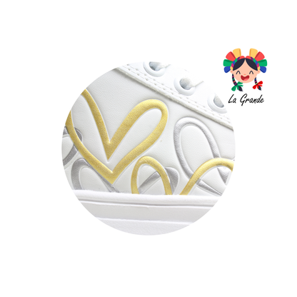 9001 FRIDAYS Blanco Oro Sint Tenis Casual para Dama