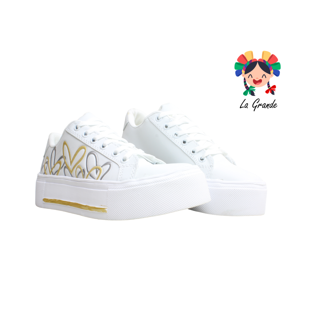 9001 FRIDAYS Blanco Oro Sint Tenis Casual para Dama