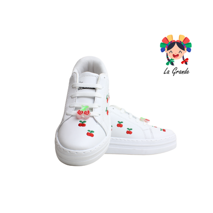 9001 SVIN Blanco Rojo Sintético Tenis Casual para Bebé, Niña, Niño, Dama y Joven
