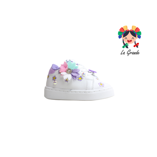 9002 SVIN Blanco Multicolor Tenis Casual para Bebe y Niña