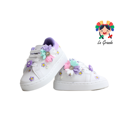 9002 SVIN Blanco Multicolor Tenis Casual para Bebe y Niña