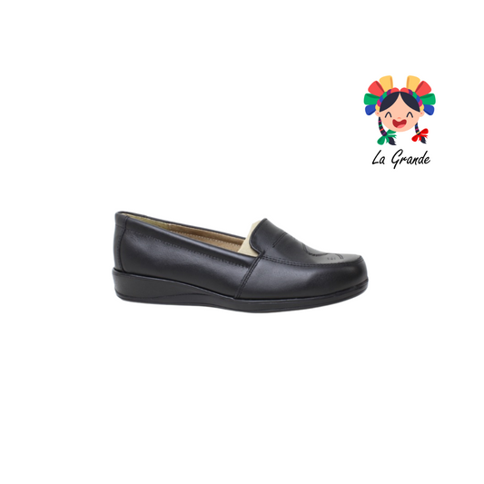 9007 MAXI CONFORT Negro Piel Zapato Casual para Dama