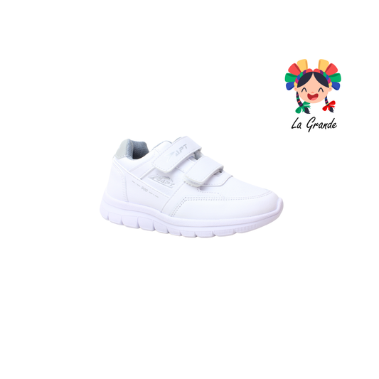 900 APT Blanco Gris Piel Tenis Escolar para Niña y Niño