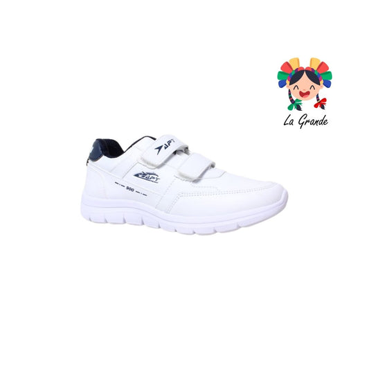 900 APT Blanco Marino Piel Tenis Escolar para Dama y Joven