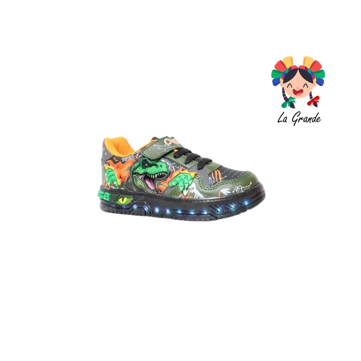 900 DINO ON KIDS Ngo Vde Nja Sintético Tenis con Luces para Niño