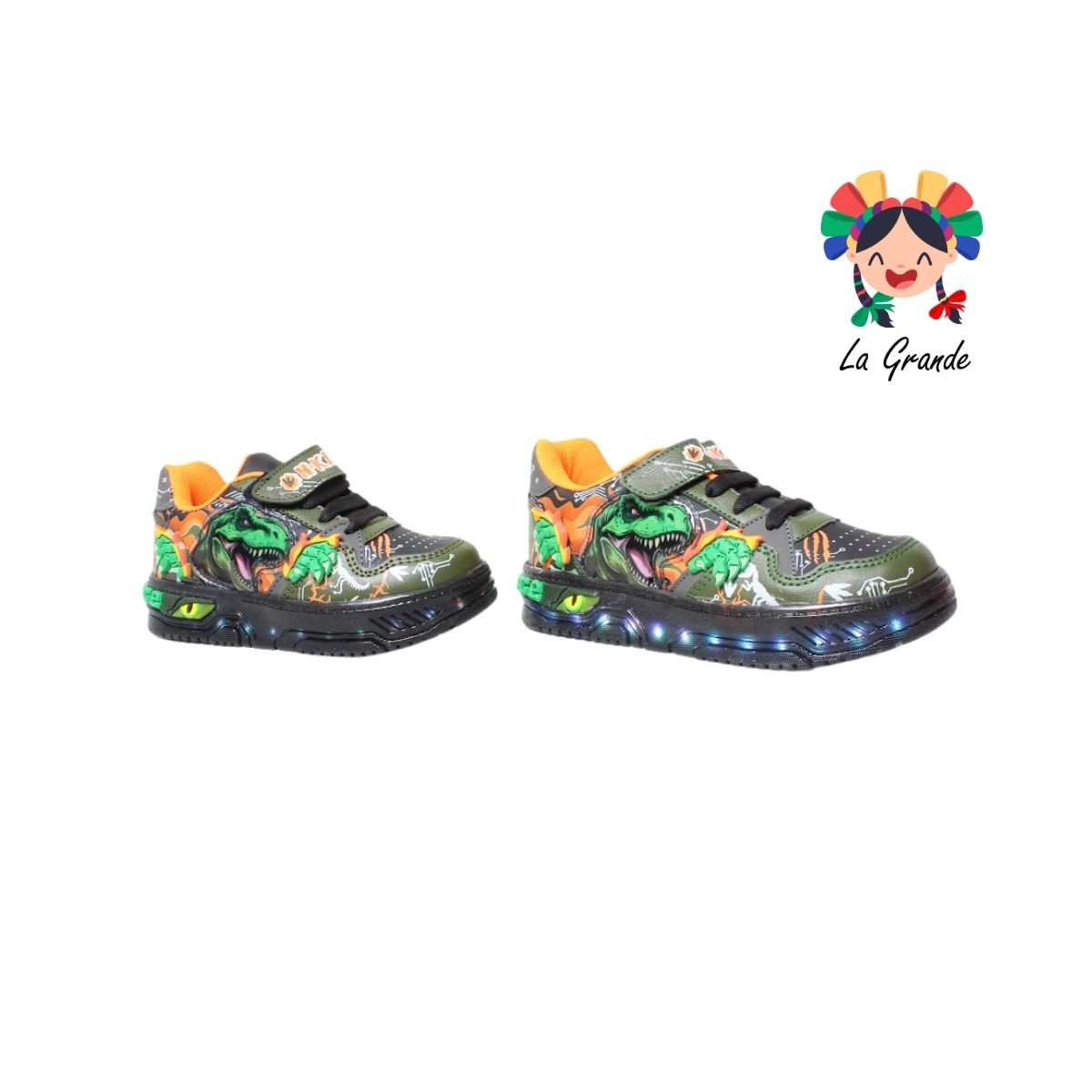 900 DINO ON KIDS Ngo Vde Nja Sintético Tenis con Luces para Niño