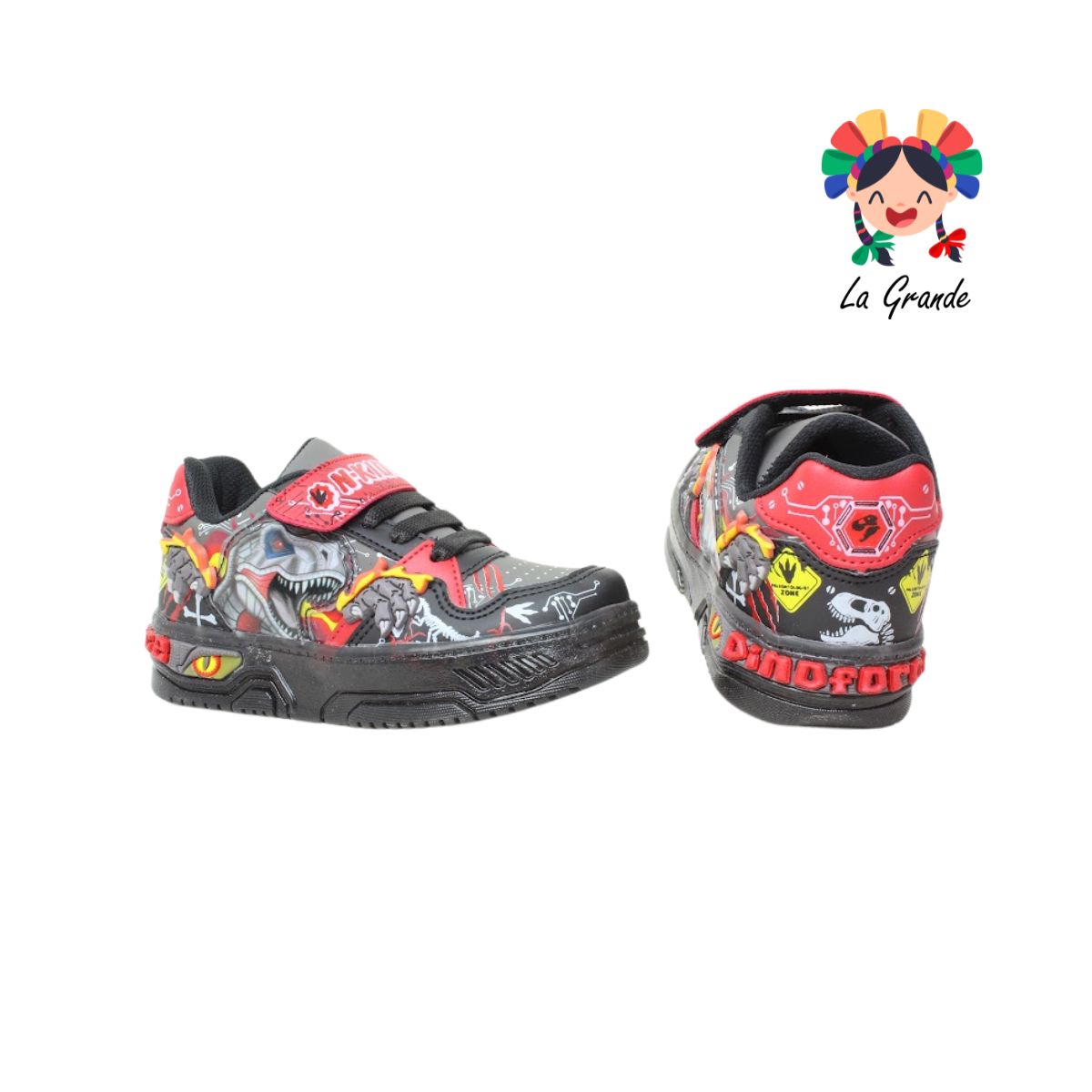 900 DINO ON KIDS Oxf Rojo Ngo Sintético Tenis con Luces para Niño