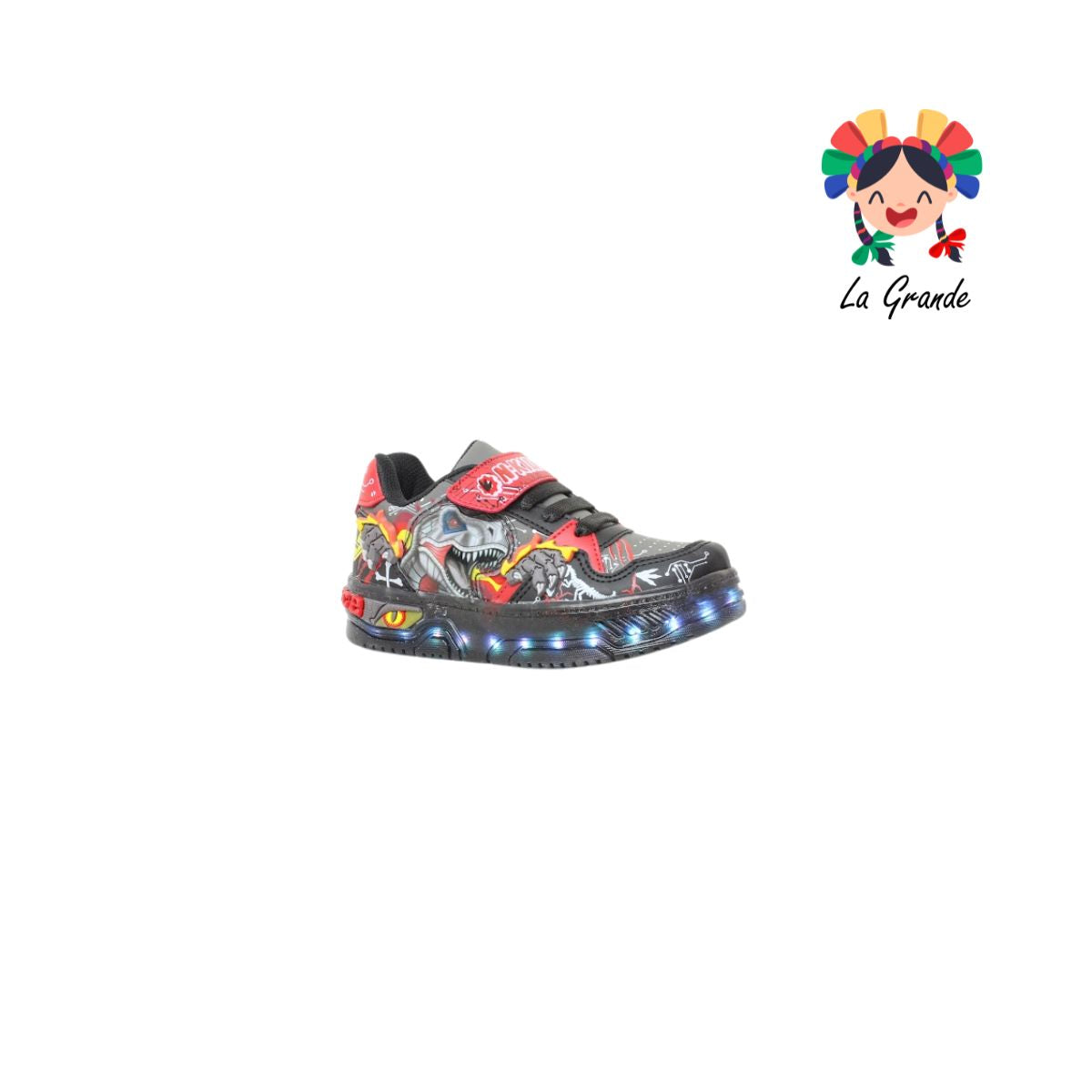 900 DINO ON KIDS Oxf Rojo Ngo Sintético Tenis con Luces para Niño