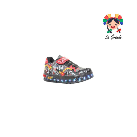 900 DINO ON KIDS Oxf Rojo Ngo Sintético Tenis con Luces para Niño