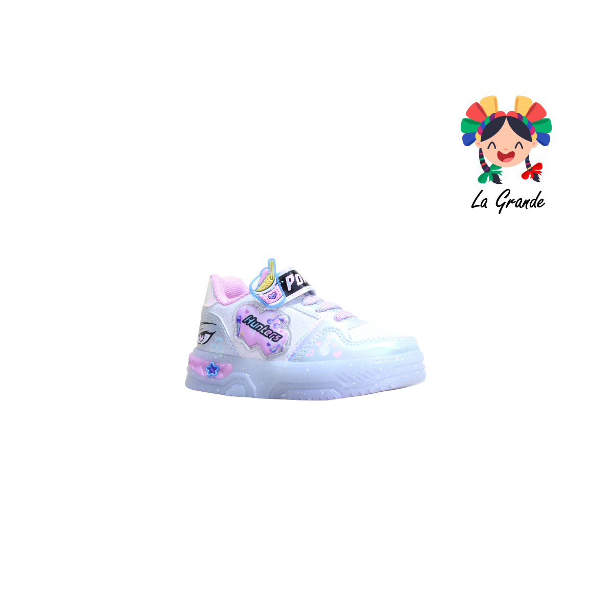 900 HUNTE ON KIDS Cielo Rosa Glitter Sint Tenis con Luces Led para Bebé, Niña y Niño