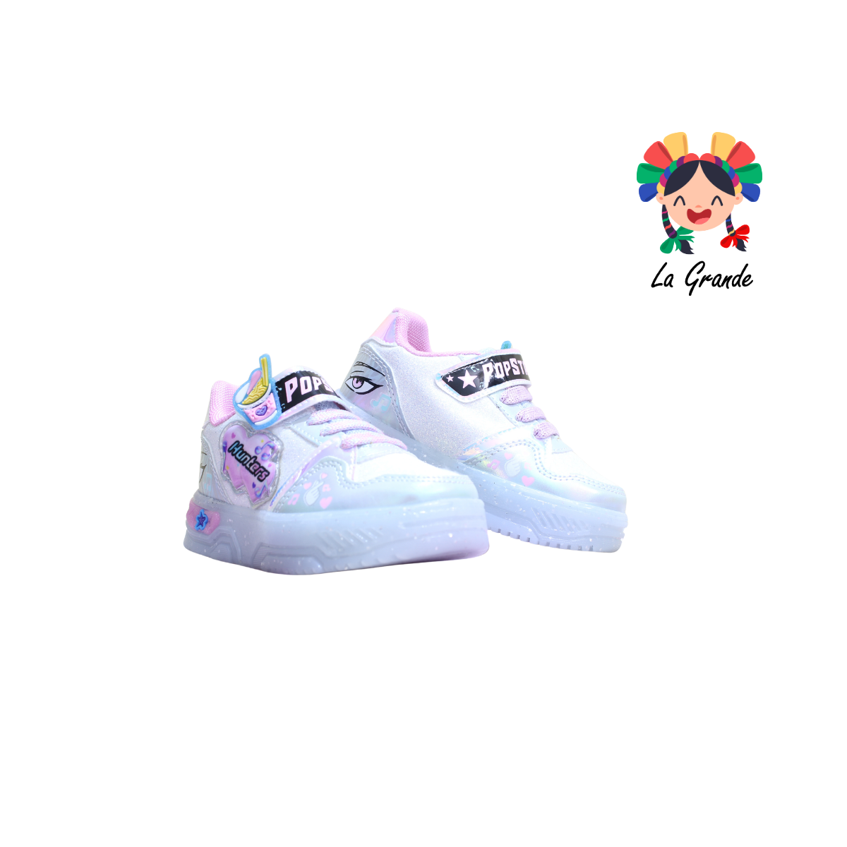 900 HUNTE ON KIDS Cielo Rosa Glitter Sint Tenis con Luces Led para Bebé, Niña y Niño