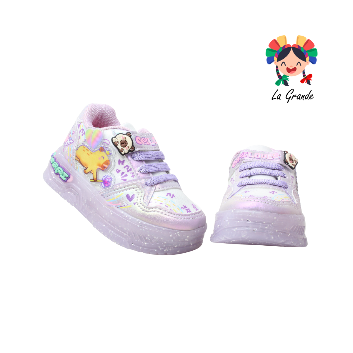900 CAPI ON KIDS Lila Glitter Sint Tenis con Luces Led para Niña