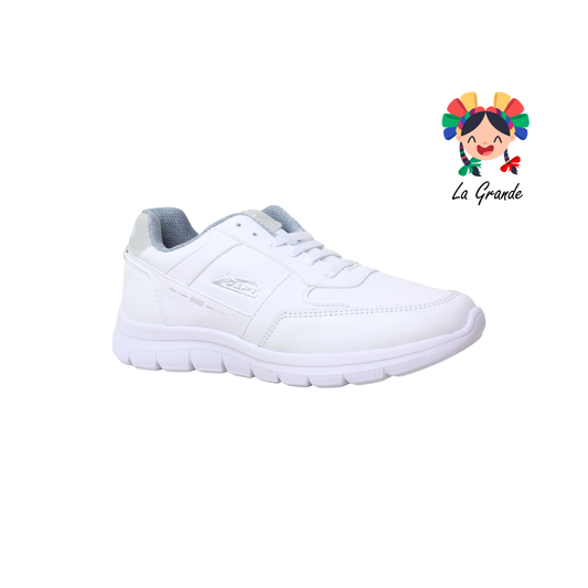 901 APT Blanco Gris Piel Tenis Escolar para Dama y Joven