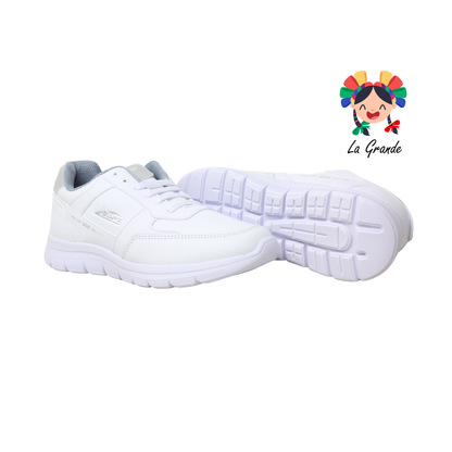 901 APT Blanco Gris Piel Tenis Escolar para Dama y Joven