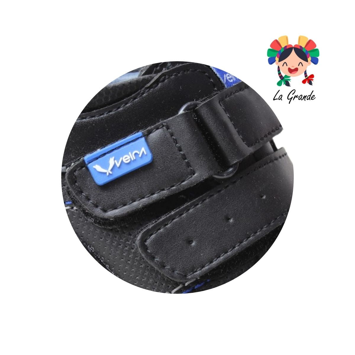 901 VELRA Negro Azul Zapato Escolar para Niño